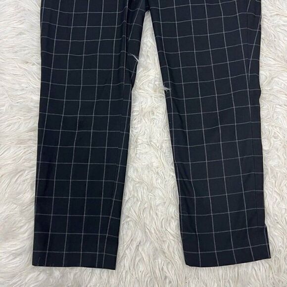 Calvin Klein Black Plaid Check Women’s Trouser Straight Leg Work Pants 10 Crop - Picture 7 of 11